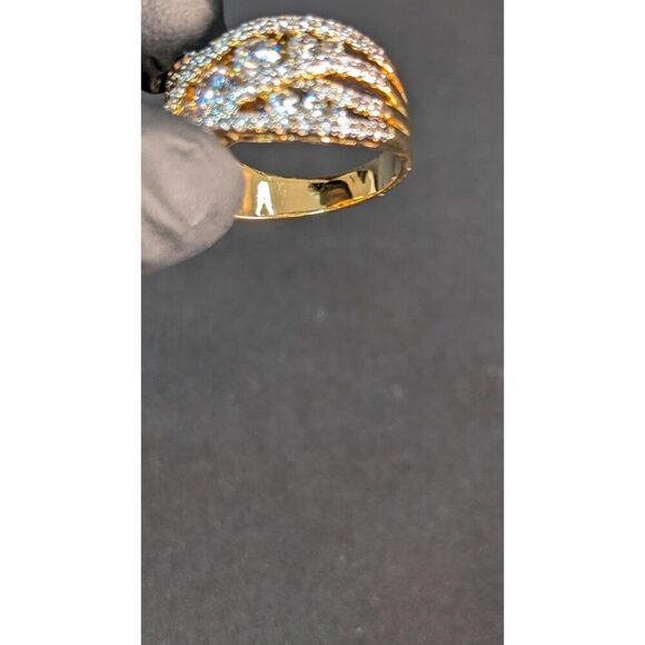Danbury Mint Five Carat Kiss Ring Size 10 Gold 18k Plated 75 Diamonisse Gemstone - Picture 3 of 11